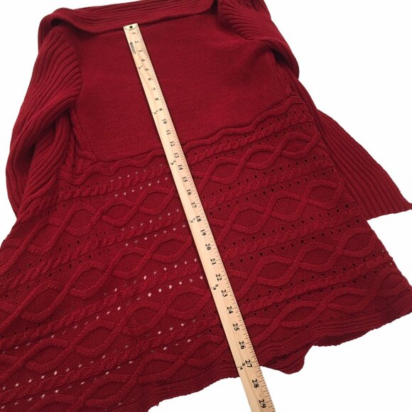Heart n Crush Cardigan Women Size Medium Open Front Long Sleeve Red Stretch - Picture 5 of 7